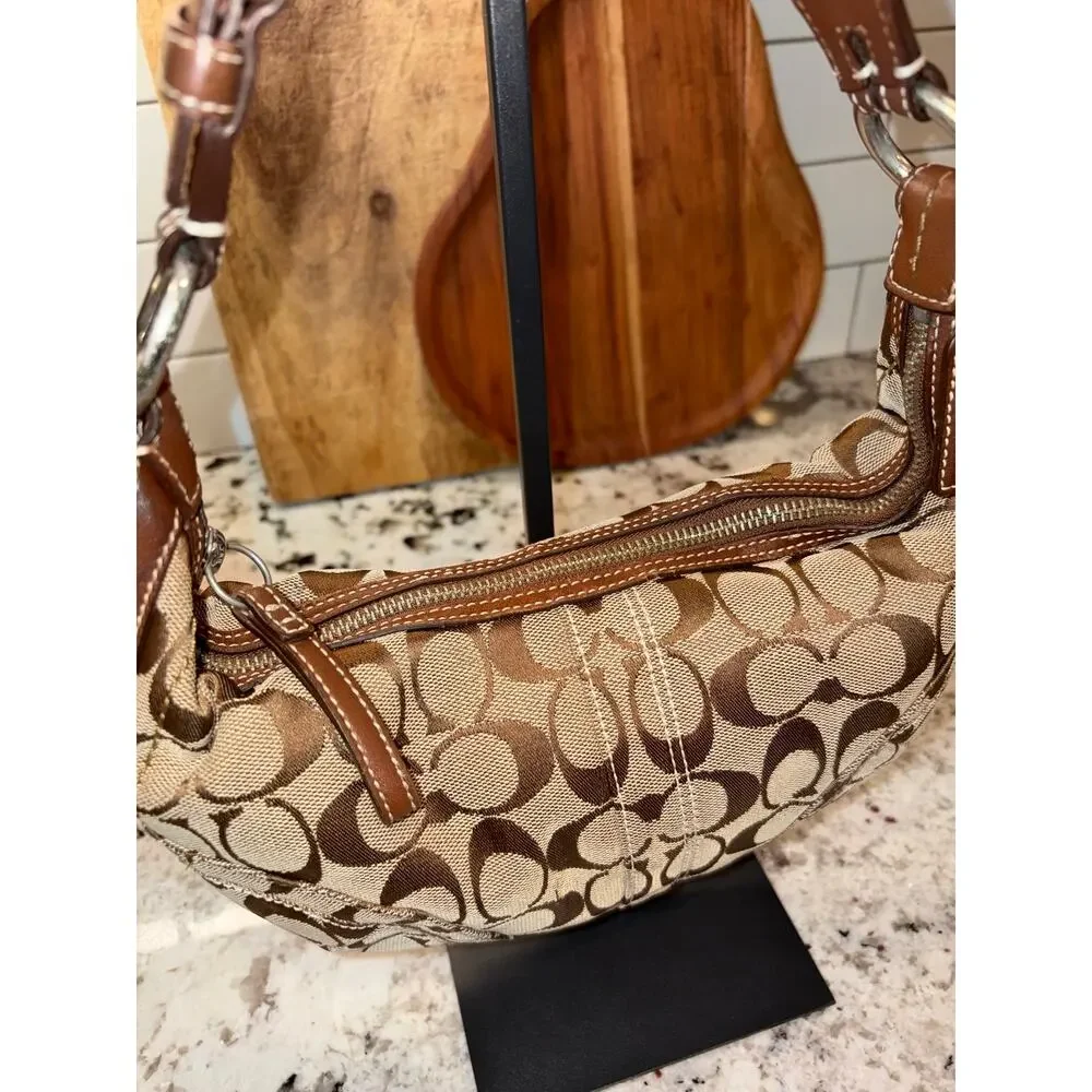 Vintage Y2K Coach 10073 Signature Soho Hobo Shoulder Bag Crescent Purse